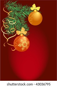 Christmas background with serpentine and balls.