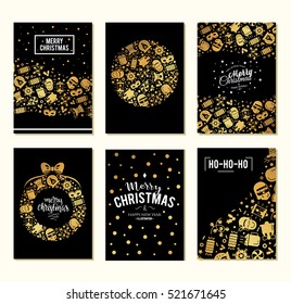 Christmas background set with flat icons.