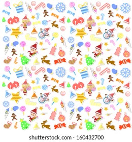 Christmas background with set of icons 