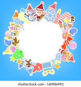 Christmas background with set of icons 