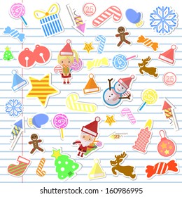 Christmas background with set of icons 