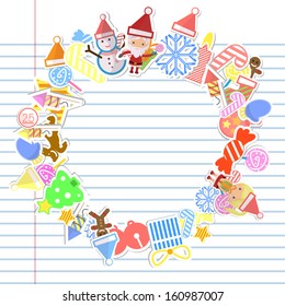 Christmas background with set of icons 