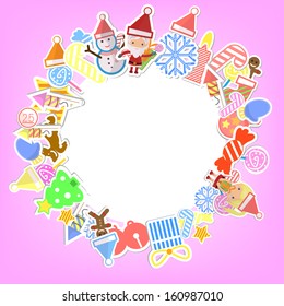 Christmas background with set of icons 
