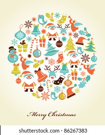 Fondo de Navidad con conjunto de iconos