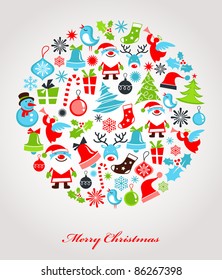 Christmas background with set of icons