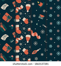 Christmas background set. Seamless pattern for wallpaper, web sites, wrapping paper, for fashion prints, fabric, design.