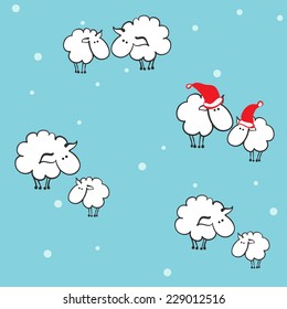 Christmas background with sheep.