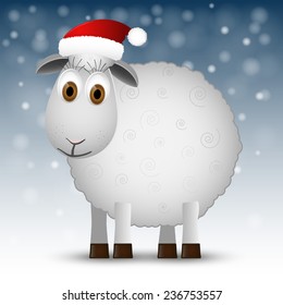 Christmas background with sheep. Vector illustration.