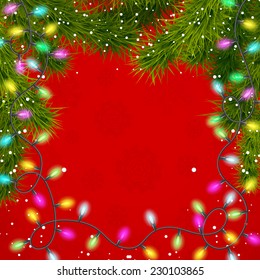 Christmas background with shine garland. Vector illustration