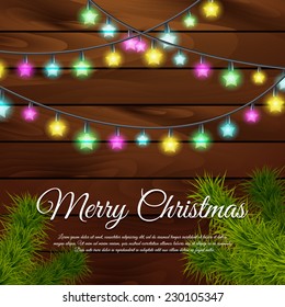 Christmas background with shine garland. Vector illustration