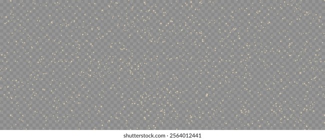 Christmas background of shining dust. Glowing light confetti and spark overlay. Concept for design and illustrations. Vector shimmering sparkles on a transparent background. Light abstract glowing. 