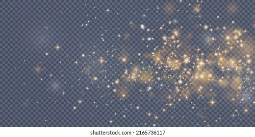 Christmas background of shining gold dust Christmas glowing bokeh confetti and spark overlay texture for your design. Glittering gold texture. Christmas effect for luxury greeting rich card. Png dust.