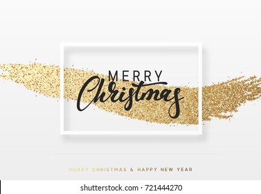 Fundo de Natal com pincel dourado brilhante. Cartão de comemoração,