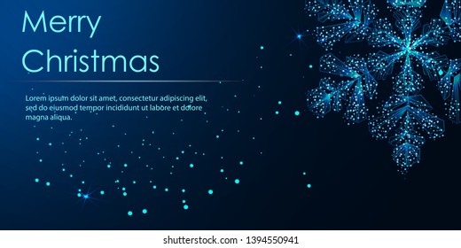 Christmas background with Shining Snowflakes. Lettering Merry Christmas card vector Illustration.