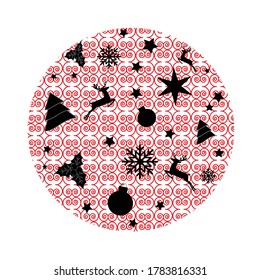 Christmas background with shining snowflakes and snow. Circle shape. Merry Christmas vector card illustration