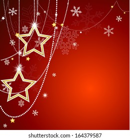 Christmas Background with shining stars and beads . Abstract Illustration. Eps 10 Format