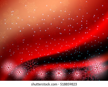 Christmas background with Shining Christmas tree, vector illustration.Red background