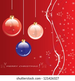 Christmas background with shiny Globes.
