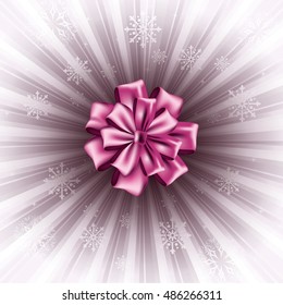 Christmas Background. Shiny Purple Illustration with Christmas Bow.