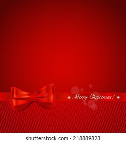 Christmas background. Shiny ribbon on red background. Vector illustration.