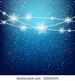 Christmas background with shiny snowflakes
