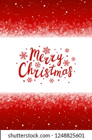 Christmas background with shiny snowflakes on red