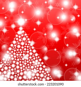 Christmas background with shiny Christmas tree 