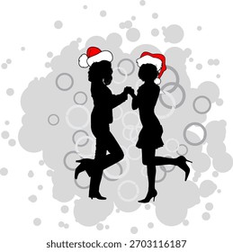 Christmas background with silhouettes, vector illustration