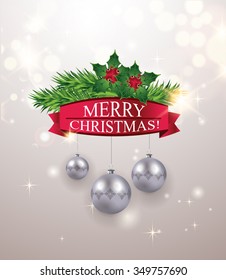 Christmas  background with silver balls 