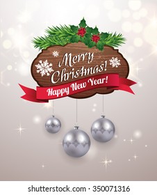 Christmas background with silver balls