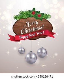 Christmas background with silver balls