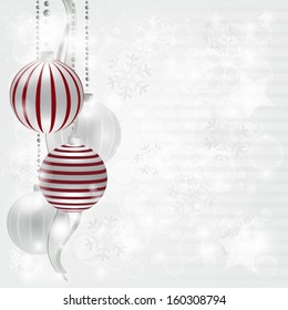 Christmas background with silver christmas balls and space for text - Eps10 vector