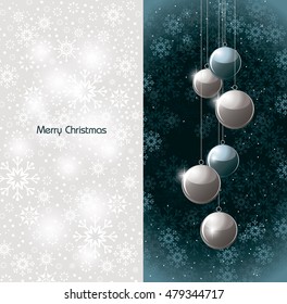 Christmas Background. Silver and Blue Shiny Illustration.