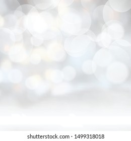 Christmas background with silver bokeh lights design