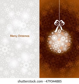 Christmas Background. Silver and Orange Shiny Illustration.