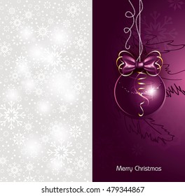 Christmas Background. Silver and Pink Shiny Illustration.