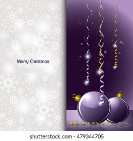 Christmas Background. Silver and Purple Shiny Illustration.