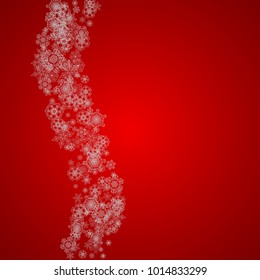 Christmas background with silver snowflakes and sparkles. Winter sales, New Year and Christmas background for party invitation, banner, gift cards, retail offers. Falling snow. Frosty winter backdrop.