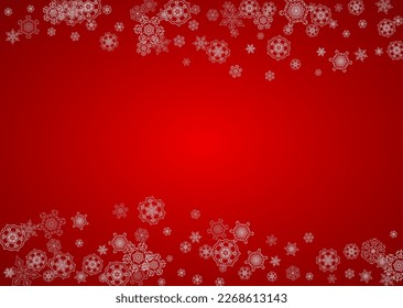Christmas background with silver snowflakes and sparkles. Horizontal New Year and Christmas background for party invitation, banner, gift cards, retail offers. Falling snow. Frosty winter backdrop.