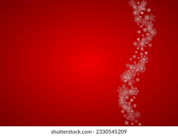 Christmas background with silver snowflakes and sparkles. Horizontal New Year and Christmas background for party invitation, banner, gift cards, retail offers. Falling snow. Frosty winter backdrop.