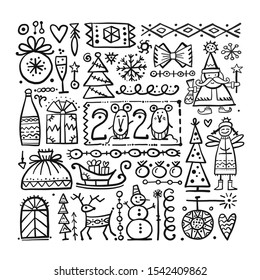 Christmas background, sketch for your design. Vector illustration