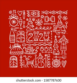 Christmas background, sketch for your design. Vector illustration