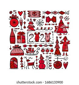 Christmas background, sketch for your design. Vector illustration