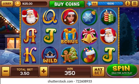 Christmas background for slots game. Vector illustration