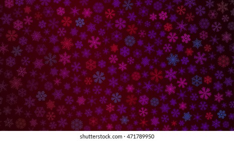 Christmas background of small snowflakes in various colors