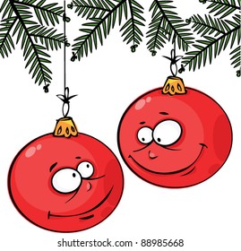 Christmas background with smiling ball