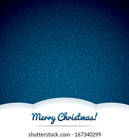 Christmas background with snow and blue sky