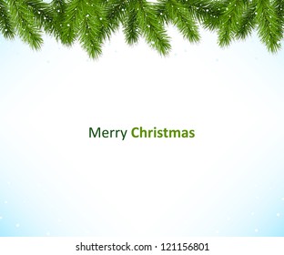 Christmas background with snow and branches