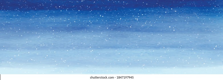 Christmas background with snow falling creative with blue watercolor