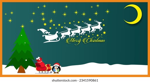 Antecedentes navideños Con un copo de nieve y tren de claus santa y un pequeño vector de pignun